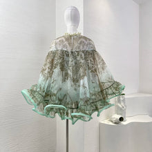 Load image into Gallery viewer, Pure Silk Mint Green Pearl  Skirt Set