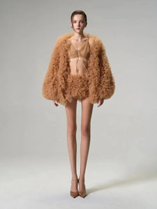 Elegant Tulle Fur-Like Coat