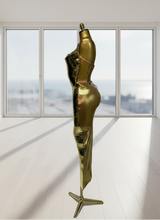 Load image into Gallery viewer, Gold Sequin Strapless Crystal Bodycon