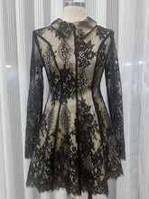 Load image into Gallery viewer, Long Sleeve Pleated A-line Lace