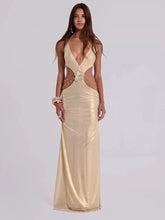 Load image into Gallery viewer, Metallic Backless Evening Dress