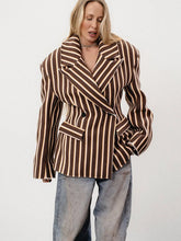 Load image into Gallery viewer, Elegant Striped  Blazer Lapel Full Sleeve