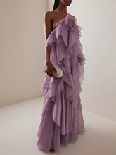 Load image into Gallery viewer, Solid Spliced Ruffles Elegant Dress