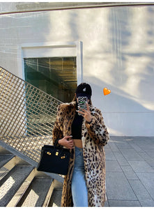 Thick Leopard Fluffy Faux Fur Coat