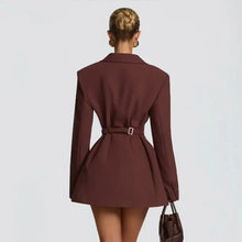 Load image into Gallery viewer, Solid Waist Cinching Blazer Dress
