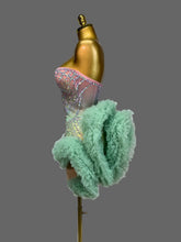 Load image into Gallery viewer, Strapless Backless Green Diamonds Mesh Dress