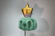 Load image into Gallery viewer, Strapless Backless Green Diamonds Mesh Dress