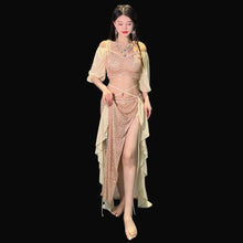 Load image into Gallery viewer, Short Sleeves Top+split Long Skirt 2pcs