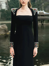 Load image into Gallery viewer, Long Sleeve Colors Diamonds Rhinestone Beaded Long Maxi Dress