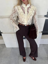 Load image into Gallery viewer, Lace Ruffled Printed Shirt