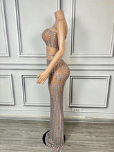 Load image into Gallery viewer, Sparkly Crystals Strapless Crop Top Long Skirt Set