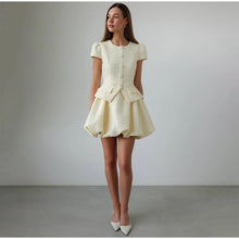 Load image into Gallery viewer, Tweed Puffy Sleeve Shirt Bubble Skirt Set