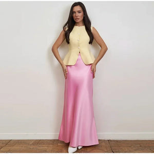 Casual Sleeveless Vests Skirts Suits