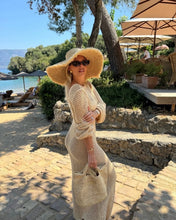 Load image into Gallery viewer, Sexy U-neck Bell Sleeve Knit Maxi Dress