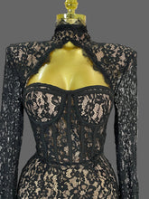 Load image into Gallery viewer, Noir Amour Lace Corset Mini Dress