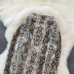 Leopard Print PU Leather Skirt
