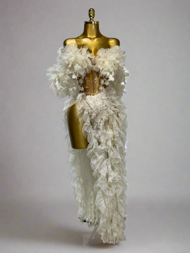 Elegant Flower Sexy Top Skirt Two Pieces Set