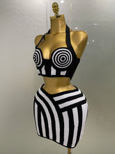 Load image into Gallery viewer, Bodycon Striped Bandage Skirt Set