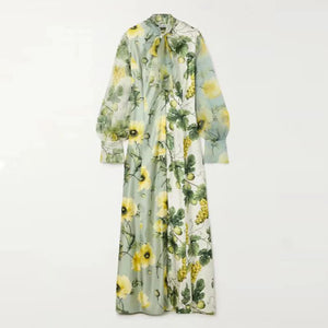Boho Style Floral Print Loose Long Dress