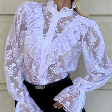 Load image into Gallery viewer, Lace Ruffled Printed Shirt