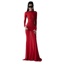 Load image into Gallery viewer, Mesh Black Long Sleeve Backless See Through