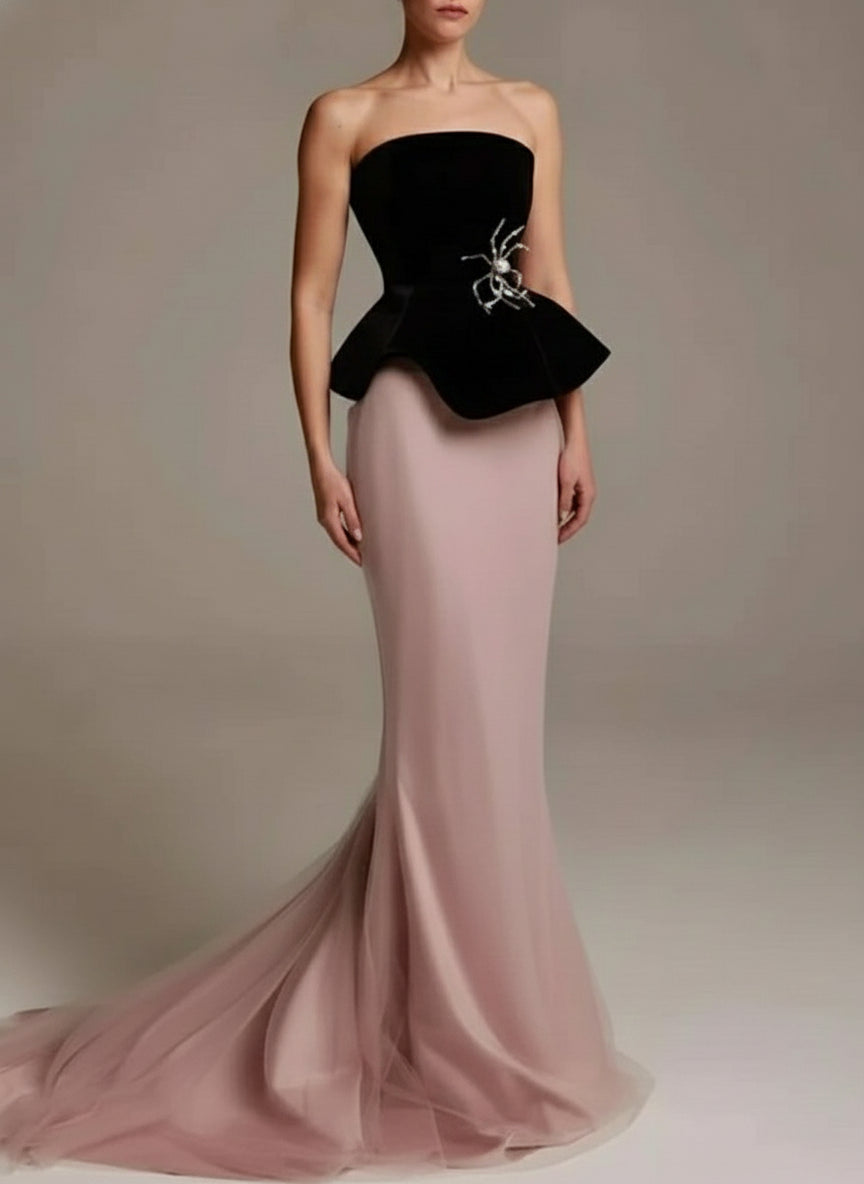 Classy Strapless Evening Dress