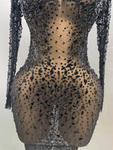 Load image into Gallery viewer, Shinny Rhinestone Stretch Mesh Transparent Dress