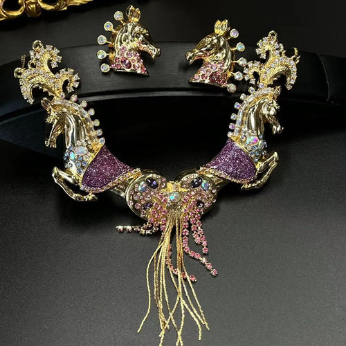 Vintage Circus Double Horse Necklace