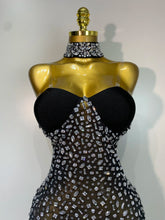 Load image into Gallery viewer, Luxury Rhinestones Sexy Transparent Mesh Maxi Long Dress