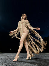 Load image into Gallery viewer, Mesh See Through Tassel Cloak Mini Dress