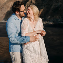 Load image into Gallery viewer, Long Split Bell Sleeves Boho Bridal Gowns