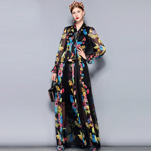 Load image into Gallery viewer, Floral Print Chiffon Party Holiday Long Dress