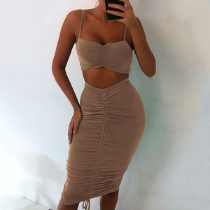 Two Piece Sexy Pleated Party Dress