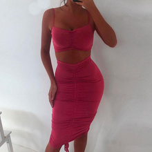 Load image into Gallery viewer, Two Piece Sexy Pleated Party Dress