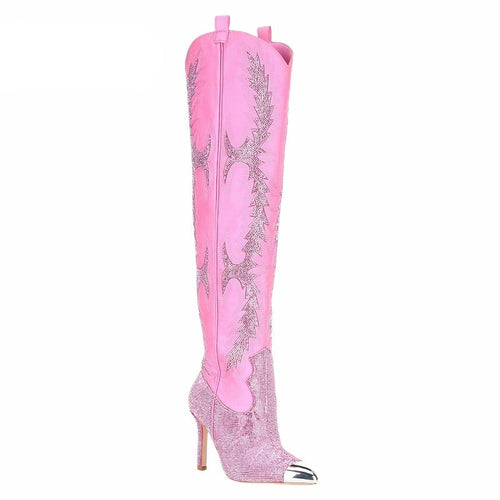 Sexy Pointed Toe Embroidered Western Dress Boots