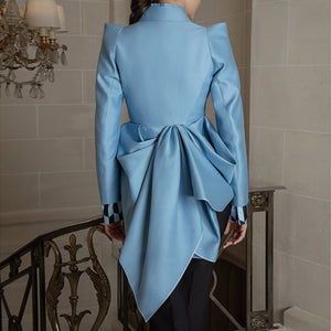 Lapel Long Sleeve High Waist Solid Coat