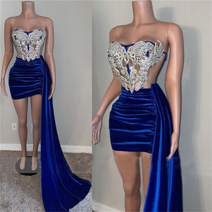 Sexy Royal Blue Strapless