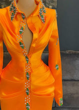 Load image into Gallery viewer, Orange Beaded Crystals  Dress