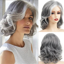 Load image into Gallery viewer, Grey Curly Bob Hair
