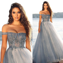 Load image into Gallery viewer, Gray A-line Tulle Formal Party Dress