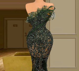 3 Designs Mermaid Dark Green Celebrity Dress