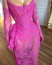 Load image into Gallery viewer, Dark Pink Lace Mermaid Evening Dress