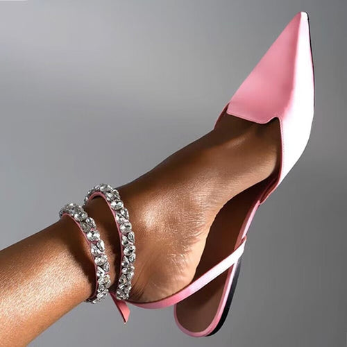 Shiny Crystal Flat Heel