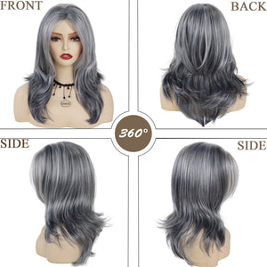 Synthetic Long Grey Wig