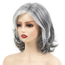 Load image into Gallery viewer, Grey Curly Bob Hair