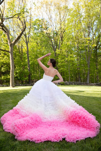 Colored Ruffled Tulle Bridal Dress
