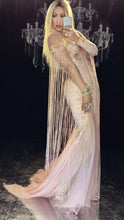 Load image into Gallery viewer, Tassel Pink Long Dress Sparkly Rhinestone