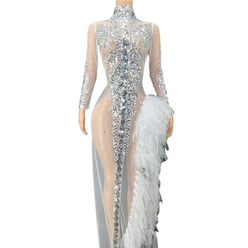 Long Sleeve White Mesh Lace Dress