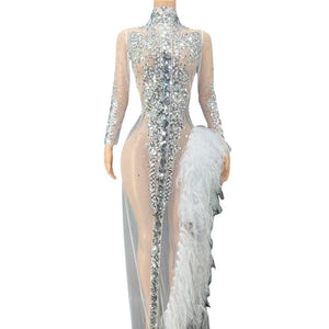 Long Sleeve White Mesh Lace Dress