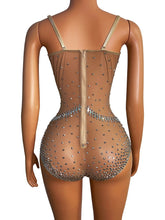 Load image into Gallery viewer, Crystals Leotard Sexy Mesh